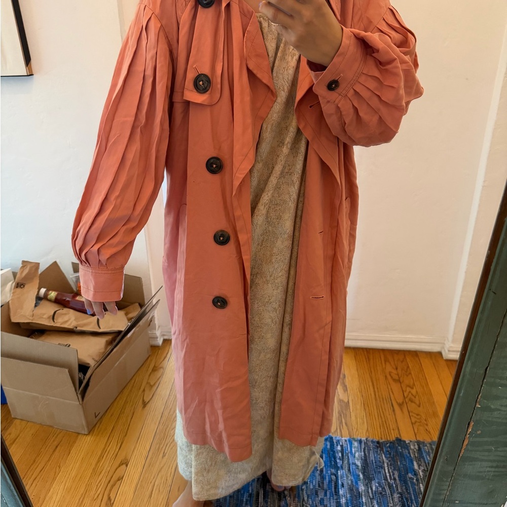 Free People Coral Trench Coat with Button Front